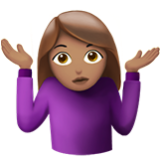 Apple(iPhone) Woman Shrugging: Medium Skin Tone Emoji