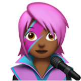 Apple(iPhone) Woman Singer: Medium-Dark Skin Tone Emoji