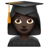 Apple(iPhone) Woman Student: Dark Skin Tone Emoji