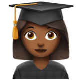 Apple(iPhone) Woman Student: Medium-Dark Skin Tone Emoji