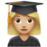 Apple(iPhone) Woman Student: Medium-Light Skin Tone Emoji