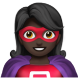 Apple(iPhone) Woman Superhero: Dark Skin Tone Emoji