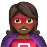 Apple(iPhone) Woman Superhero: Medium-Dark Skin Tone Emoji