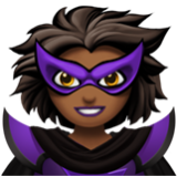 Apple(iPhone) Woman Supervillain: Medium-Dark Skin Tone Emoji