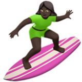 Apple(iPhone) Woman Surfing: Dark Skin Tone Emoji