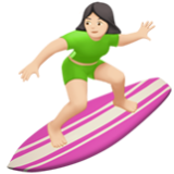 Apple(iPhone) Woman Surfing: Light Skin Tone Emoji