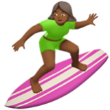 Apple(iPhone) Woman Surfing: Medium-Dark Skin Tone Emoji