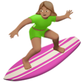 Apple(iPhone) Woman Surfing: Medium Skin Tone Emoji