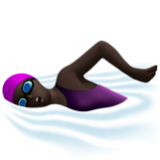 Apple(iPhone) Woman Swimming: Dark Skin Tone Emoji