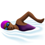 Apple(iPhone) Woman Swimming: Medium-Dark Skin Tone Emoji