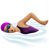 Apple(iPhone) Woman Swimming: Medium-Light Skin Tone Emoji