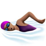 Apple(iPhone) Woman Swimming: Medium Skin Tone Emoji