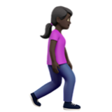 Apple(iPhone) Woman Walking Facing Right: Dark Skin Tone Emoji