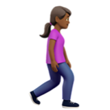 Apple(iPhone) Woman Walking Facing Right: Medium-Dark Skin Tone Emoji