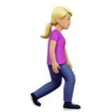 Apple(iPhone) Woman Walking Facing Right: Medium-Light Skin Tone Emoji