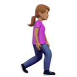 Apple(iPhone) Woman Walking Facing Right: Medium Skin Tone Emoji