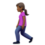 Apple(iPhone) Woman Walking: Medium-Dark Skin Tone Emoji