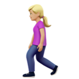 Apple(iPhone) Woman Walking: Medium-Light Skin Tone Emoji