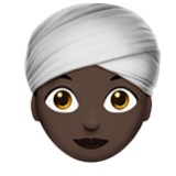 Apple(iPhone) Woman Wearing Turban: Dark Skin Tone Emoji