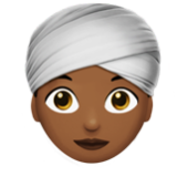 Apple(iPhone) Woman Wearing Turban: Medium-Dark Skin Tone Emoji