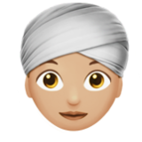 Apple(iPhone) Woman Wearing Turban: Medium-Light Skin Tone Emoji