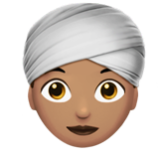 Apple(iPhone) Woman Wearing Turban: Medium Skin Tone Emoji