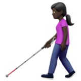 Apple(iPhone) Woman With White Cane: Dark Skin Tone Emoji