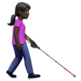 Apple(iPhone) Woman With White Cane Facing Right: Dark Skin Tone Emoji