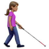 Apple(iPhone) Woman With White Cane Facing Right: Medium Skin Tone Emoji