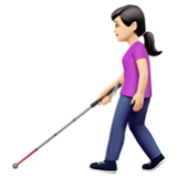 Apple(iPhone) Woman With White Cane: Light Skin Tone Emoji