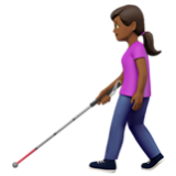 Apple(iPhone) Woman With White Cane: Medium-Dark Skin Tone Emoji