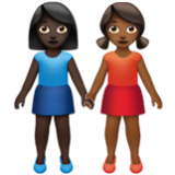 Apple(iPhone) Women Holding Hands: Dark Skin Tone, Medium-Dark Skin Tone Emoji