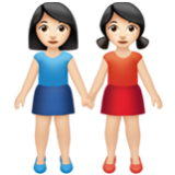 Apple(iPhone) Women Holding Hands: Light Skin Tone Emoji