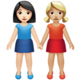 Apple(iPhone) Women Holding Hands: Light Skin Tone, Medium-Light Skin Tone Emoji