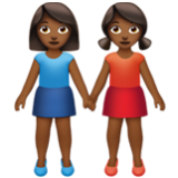 Apple(iPhone) Women Holding Hands: Medium-Dark Skin Tone Emoji