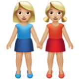 Apple(iPhone) Women Holding Hands: Medium-Light Skin Tone Emoji