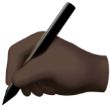 Apple(iPhone) Writing Hand: Dark Skin Tone Emoji