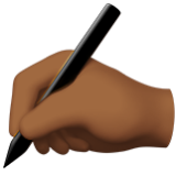 Apple(iPhone) Writing Hand: Medium-Dark Skin Tone Emoji