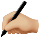 Apple(iPhone) Writing Hand: Medium-Light Skin Tone Emoji