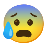 Google(Android) Anxious Face With Sweat Emoji