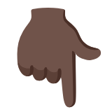 Google(Android) Backhand Index Pointing Down: Dark Skin Tone Emoji