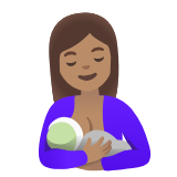 Google(Android) Breast-Feeding: Medium Skin Tone Emoji