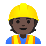 Google(Android) Construction Worker: Dark Skin Tone Emoji