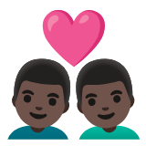 Google(Android) Couple With Heart: Man, Man, Dark Skin Tone Emoji