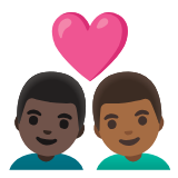 Google(Android) Couple With Heart: Man, Man, Dark Skin Tone, Medium-Dark Skin Tone Emoji