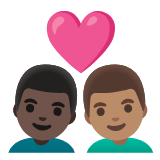 Google(Android) Couple With Heart: Man, Man, Dark Skin Tone, Medium Skin Tone Emoji