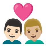 Google(Android) Couple With Heart: Man, Man, Light Skin Tone, Medium-Light Skin Tone Emoji