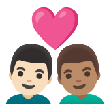 Google(Android) Couple With Heart: Man, Man, Light Skin Tone, Medium Skin Tone Emoji