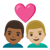 Google(Android) Couple With Heart: Man, Man, Medium-Dark Skin Tone, Medium-Light Skin Tone Emoji