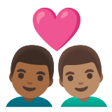 Google(Android) Couple With Heart: Man, Man, Medium-Dark Skin Tone, Medium Skin Tone Emoji